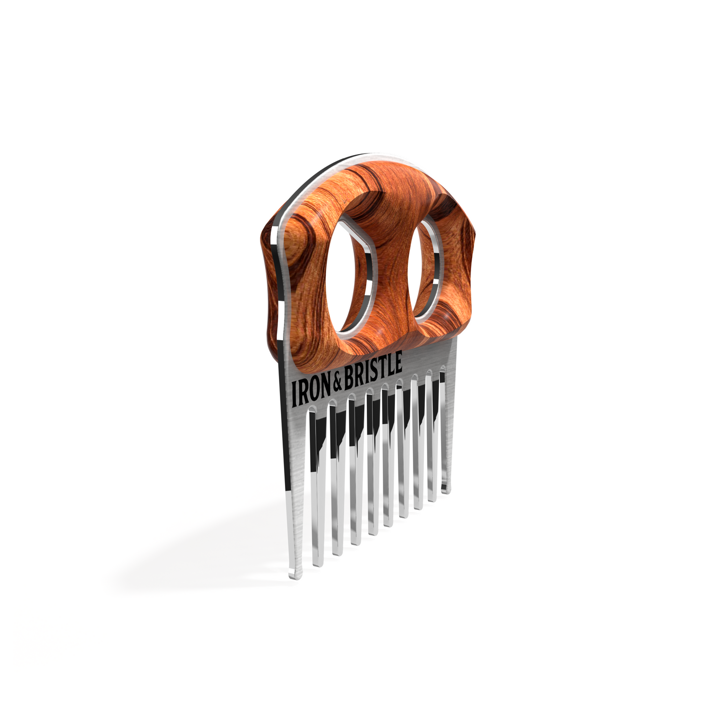 Tiger Wood Stainless Beard Pick