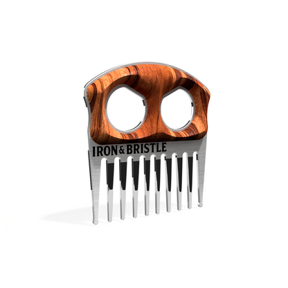 Tiger Wood Stainless Beard Pick