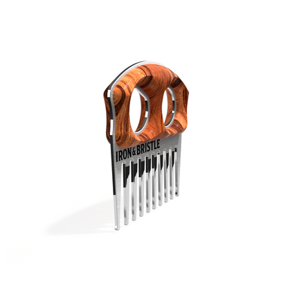 Tiger Wood Stainless Beard Pick